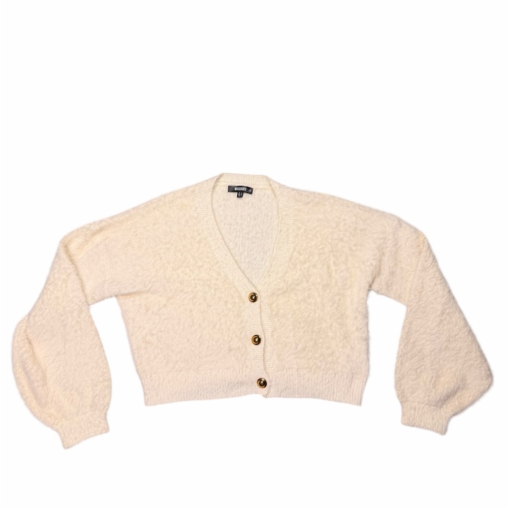 Missguided Cream Knit Sweater Size 6 Gold Buttons